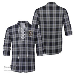 ScotsTee Shop Scottish Menzies Black Dress Clan Crest Tartan Mens Scottish Jacobite Ghillie Casual Shirt
