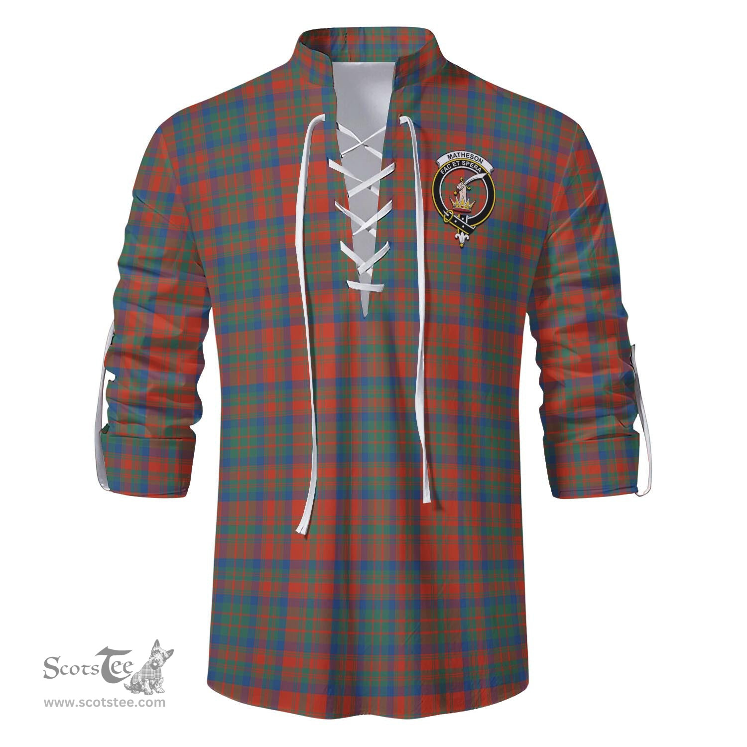 ScotsTee Shop Scottish Matheson Ancient Clan Crest Tartan Mens Scottish Jacobite Ghillie Casual Shirt