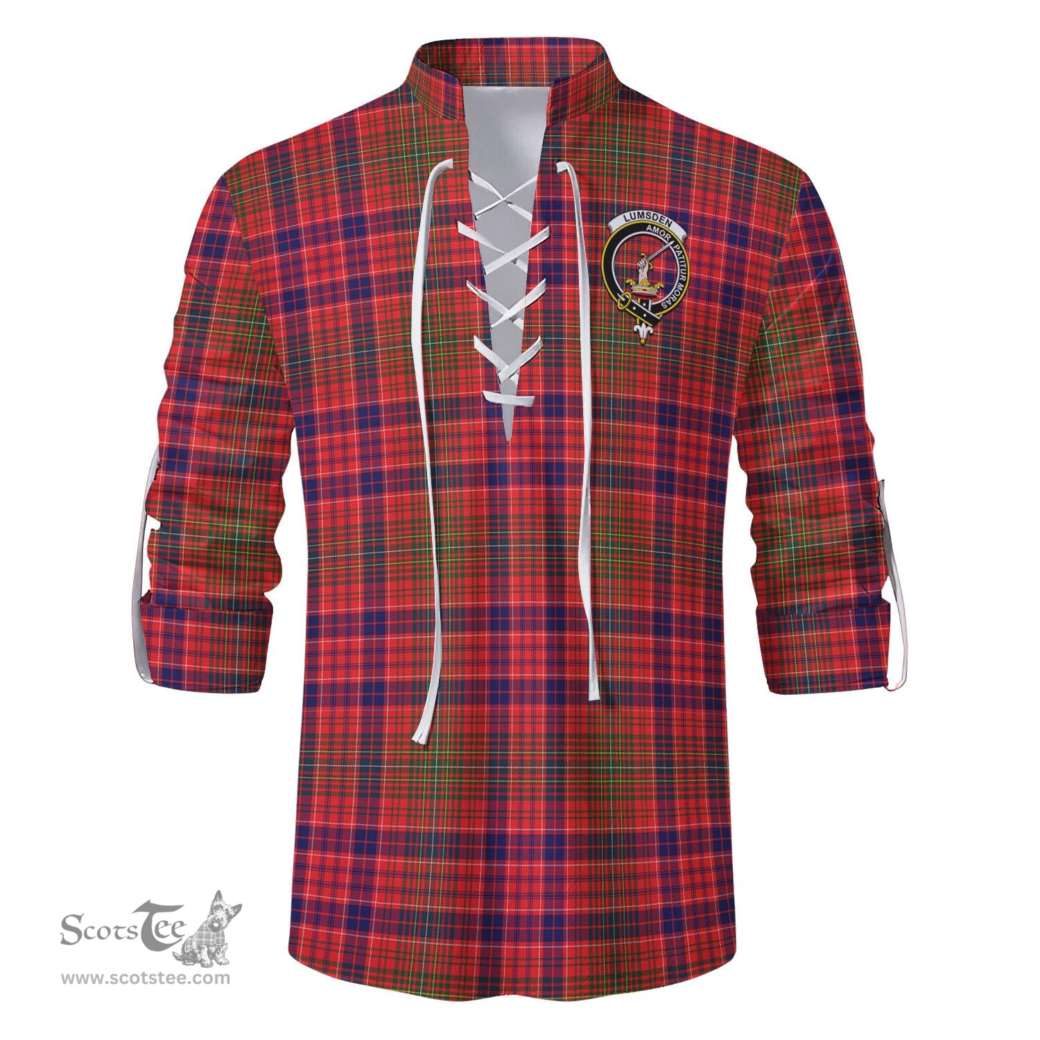 ScotsTee Shop Scottish Lumsden Modern Clan Crest Tartan Mens Scottish Jacobite Ghillie Casual Shirt