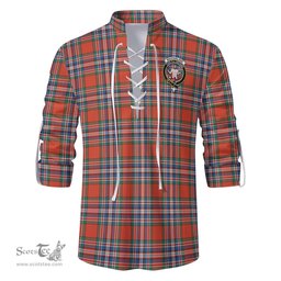 ScotsTee Shop Scottish MacFarlane Ancient Clan Crest Tartan Mens Scottish Jacobite Ghillie Casual Shirt