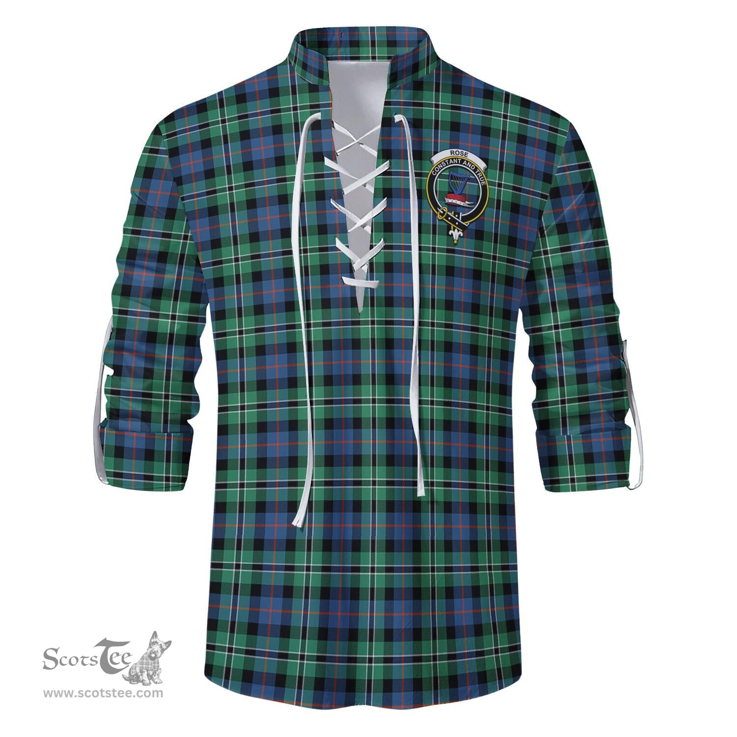 ScotsTee Shop Scottish Rose Hunting Ancient Clan Crest Tartan Mens Scottish Jacobite Ghillie Casual Shirt