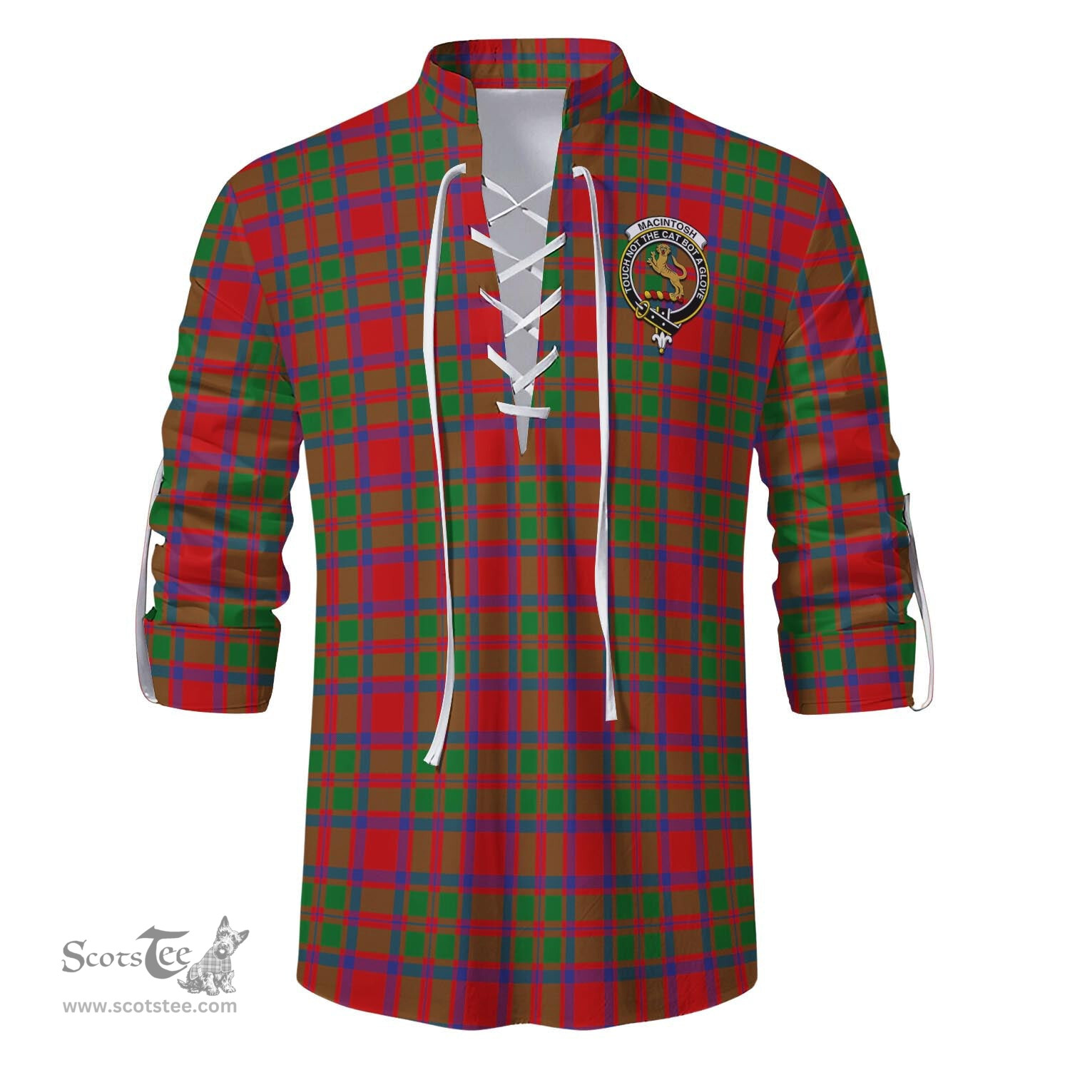 ScotsTee Shop Scottish MacIntosh Modern Clan Crest Tartan Mens Scottish Jacobite Ghillie Casual Shirt
