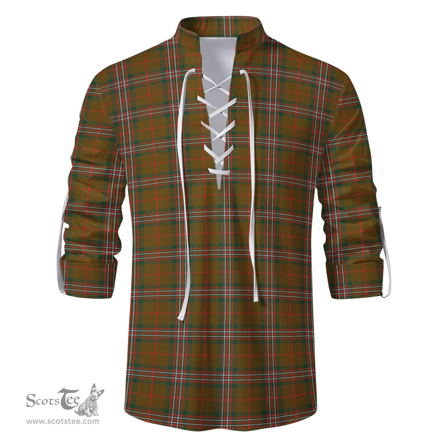 ScotsTee Shop Scottish Scott Brown Modern Clan Tartan Mens Scottish Jacobite Ghillie Casual Shirt