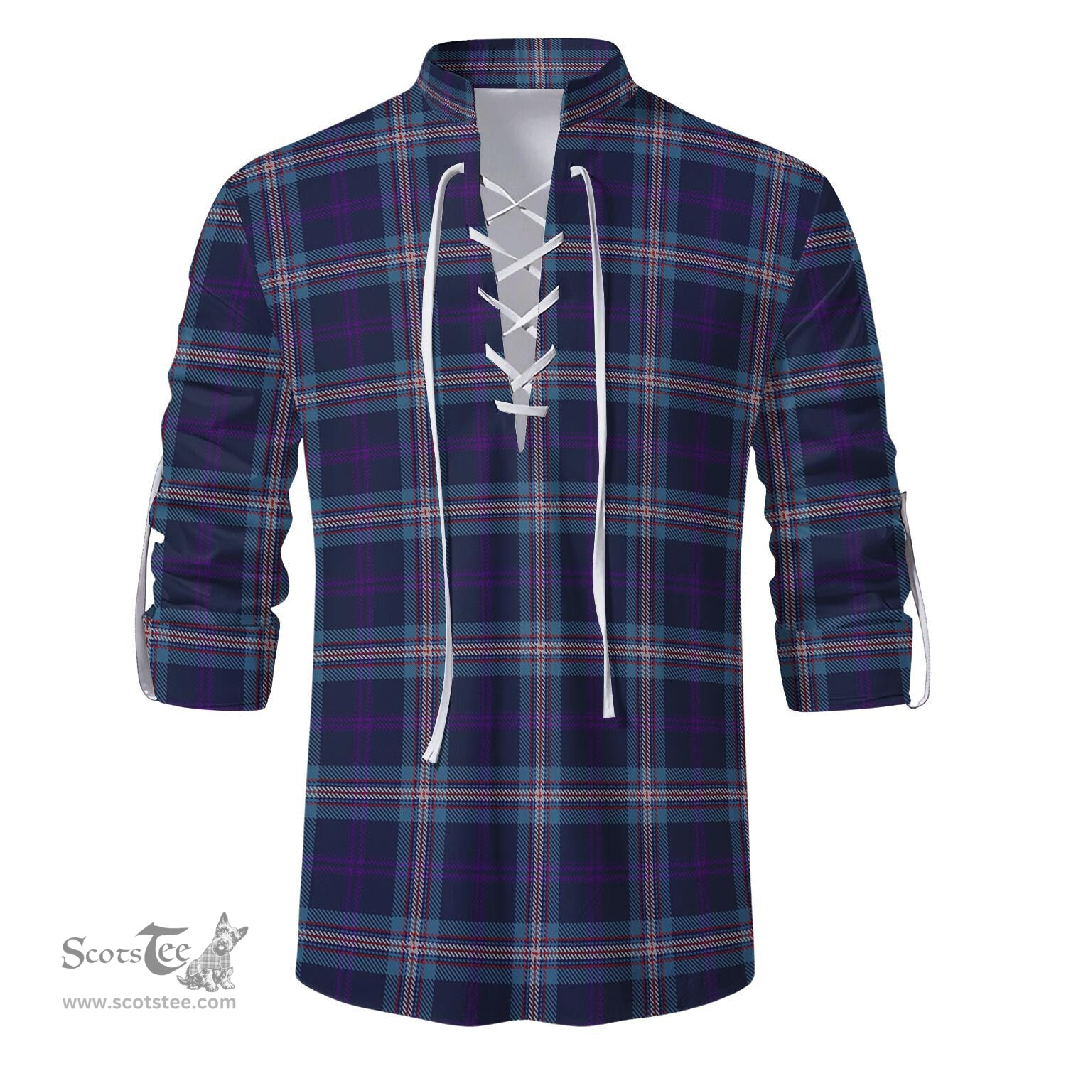 ScotsTee Shop Scottish Nevoy Clan Tartan Mens Scottish Jacobite Ghillie Casual Shirt