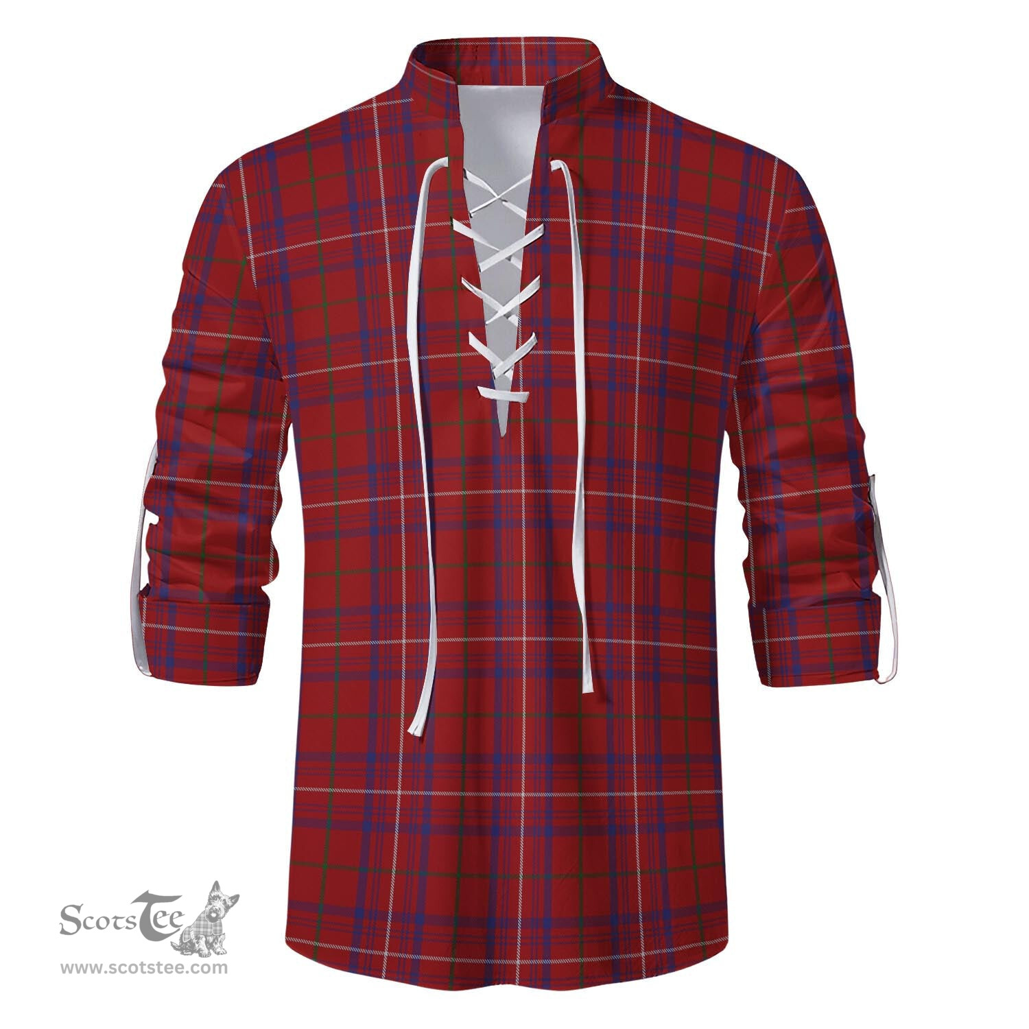 ScotsTee Shop Scottish Rose Clan Tartan Mens Scottish Jacobite Ghillie Casual Shirt