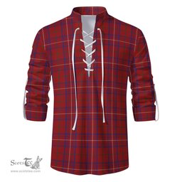 ScotsTee Shop Scottish Rose Clan Tartan Mens Scottish Jacobite Ghillie Casual Shirt