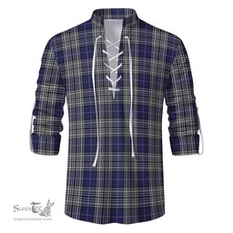 ScotsTee Shop Scottish Napier Clan Tartan Mens Scottish Jacobite Ghillie Casual Shirt