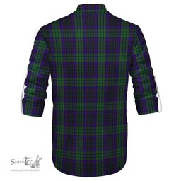 ScotsTee Shop Scottish Lumsden Green Clan Crest Tartan Mens Scottish Jacobite Ghillie Casual Shirt