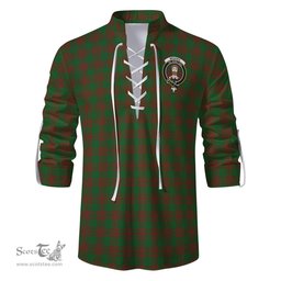 ScotsTee Shop Scottish Menzies Clan Crest Tartan Mens Scottish Jacobite Ghillie Casual Shirt