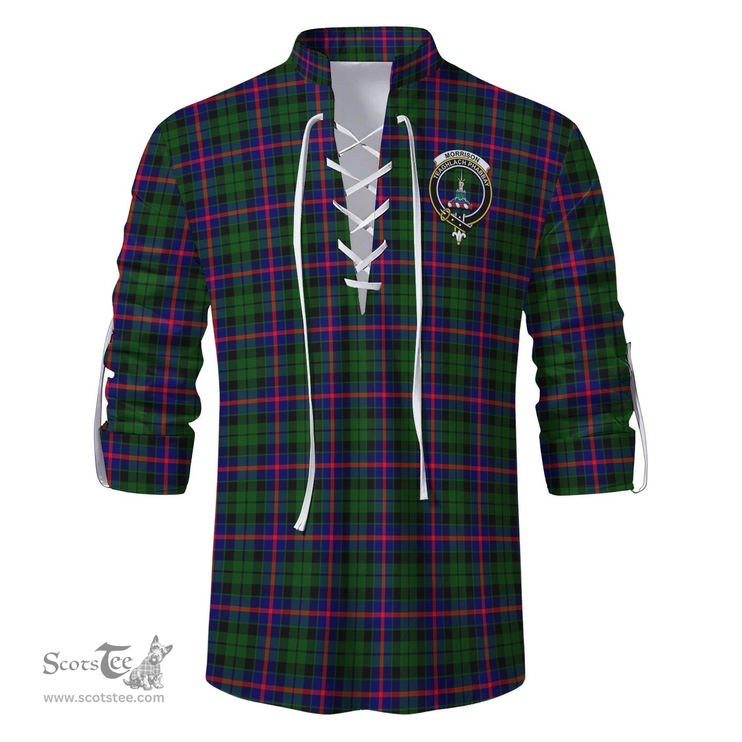 ScotsTee Shop Scottish Morrison Modern Clan Crest Tartan Mens Scottish Jacobite Ghillie Casual Shirt