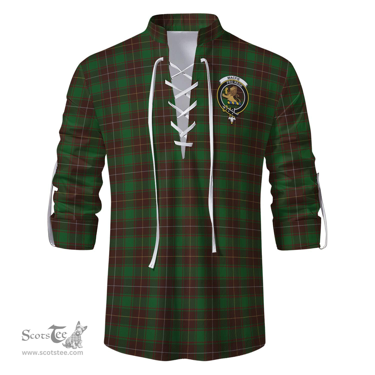 ScotsTee Shop Scottish MacFie Hunting Clan Crest Tartan Mens Scottish Jacobite Ghillie Casual Shirt