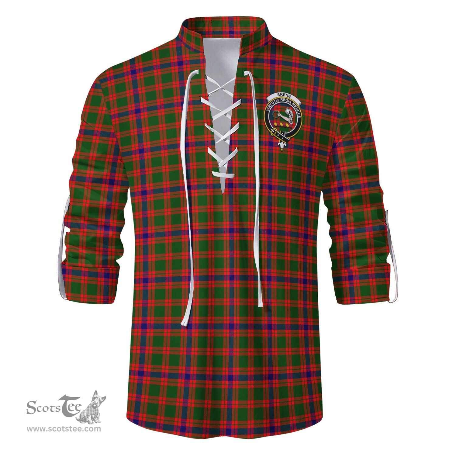 ScotsTee Shop Scottish Skene Modern Clan Crest Tartan Mens Scottish Jacobite Ghillie Casual Shirt