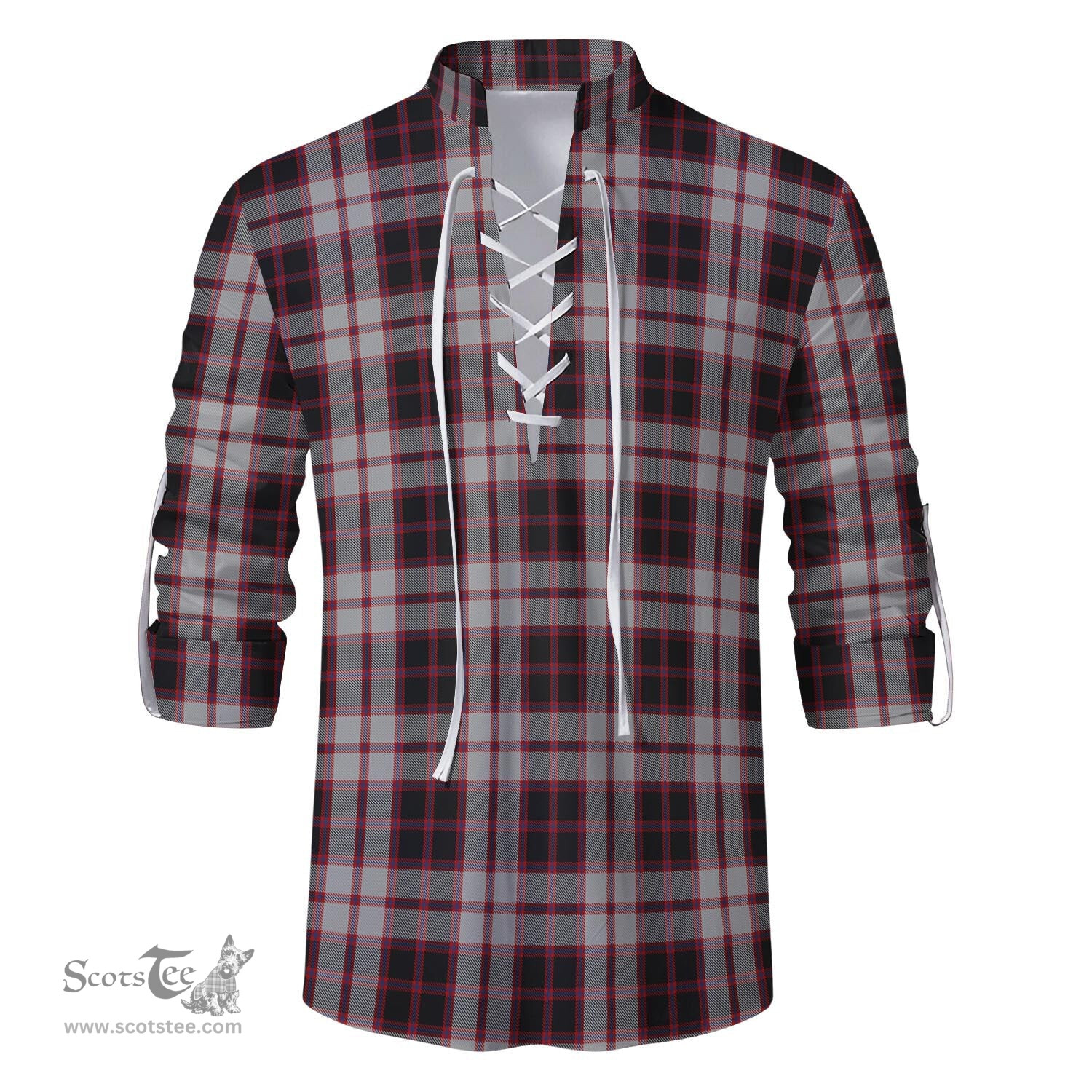 ScotsTee Shop Scottish MacPherson Clan Tartan Mens Scottish Jacobite Ghillie Casual Shirt