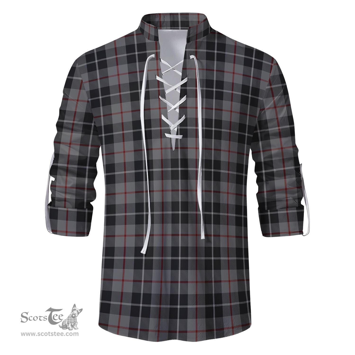ScotsTee Shop Scottish Thompson Grey Clan Tartan Mens Scottish Jacobite Ghillie Casual Shirt