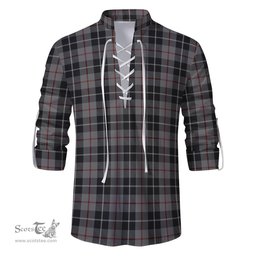 ScotsTee Shop Scottish Thompson Grey Clan Tartan Mens Scottish Jacobite Ghillie Casual Shirt