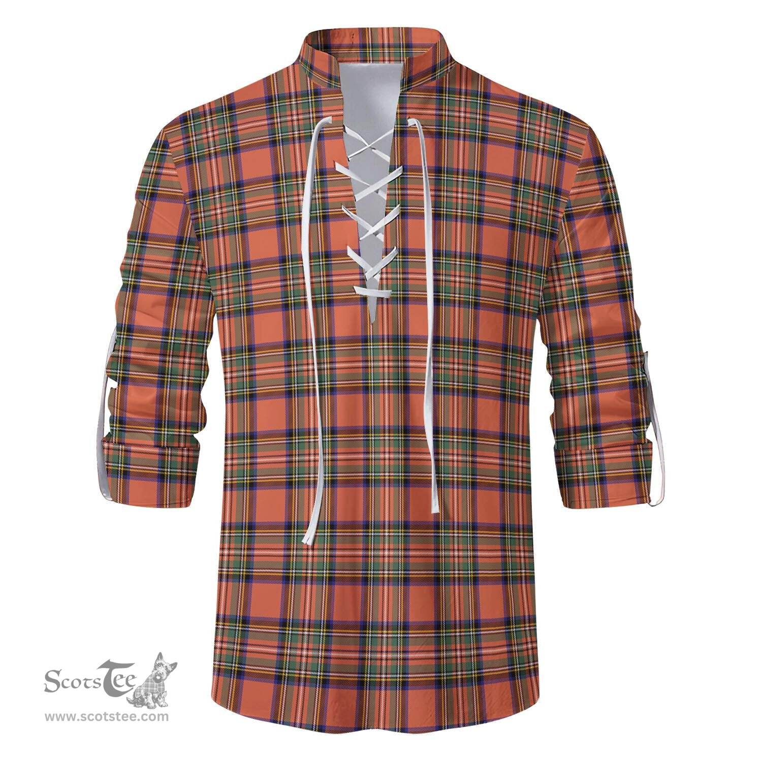 ScotsTee Shop Scottish Stewart Royal Ancient Clan Tartan Mens Scottish Jacobite Ghillie Casual Shirt