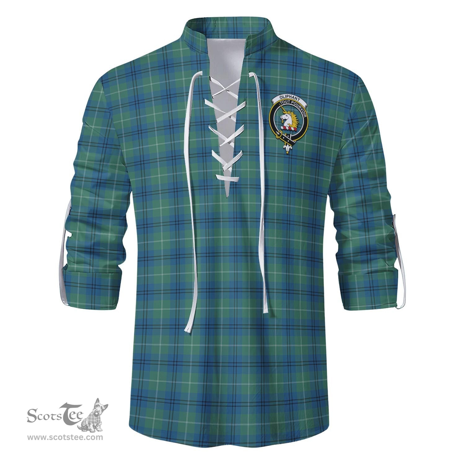 ScotsTee Shop Scottish Oliphant Ancient Clan Crest Tartan Mens Scottish Jacobite Ghillie Casual Shirt