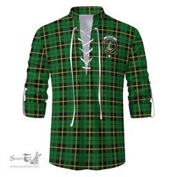 ScotsTee Shop Scottish Wallace Hunting Green Clan Crest Tartan Mens Scottish Jacobite Ghillie Casual Shirt