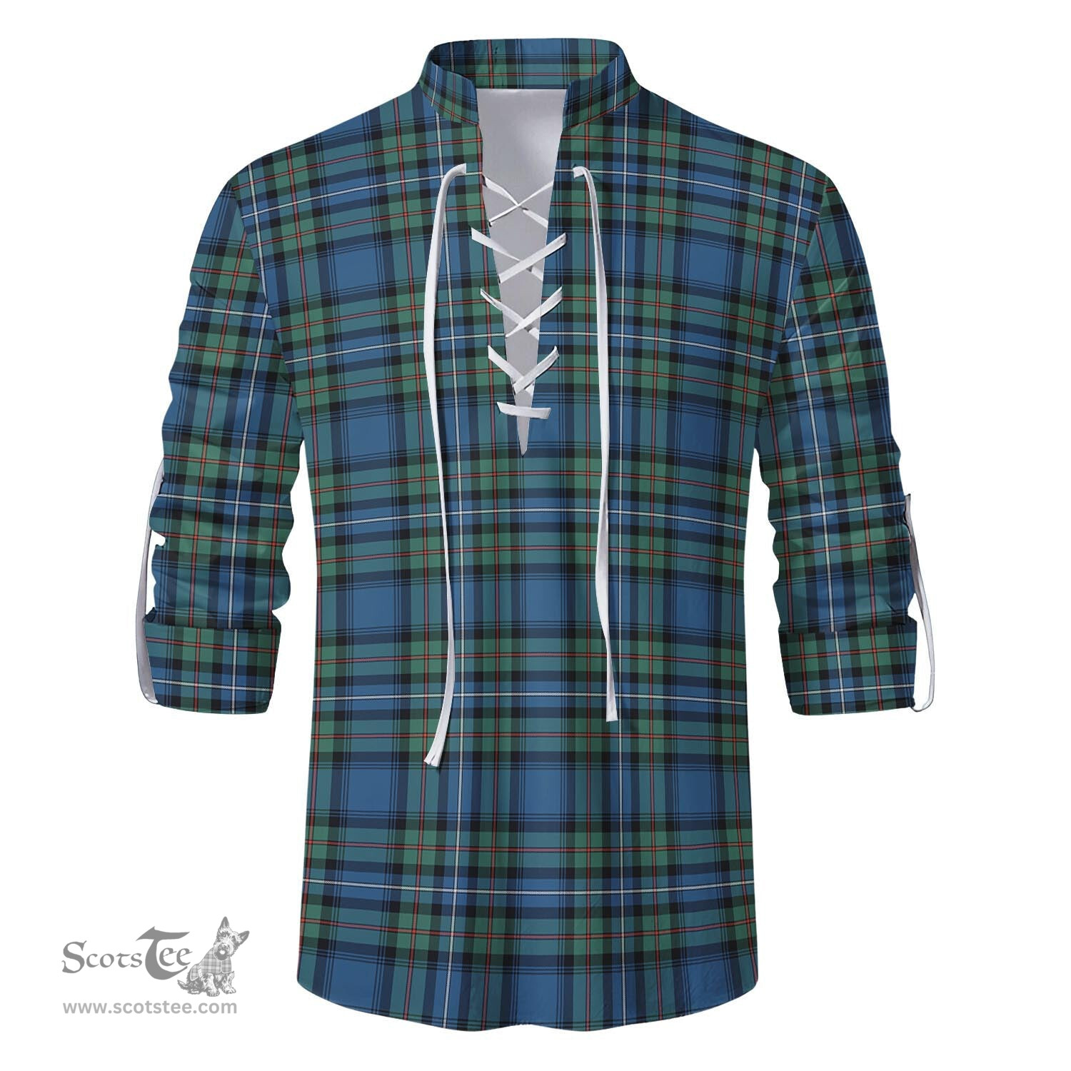 ScotsTee Shop Scottish Robertson Hunting Ancient Clan Tartan Mens Scottish Jacobite Ghillie Casual Shirt