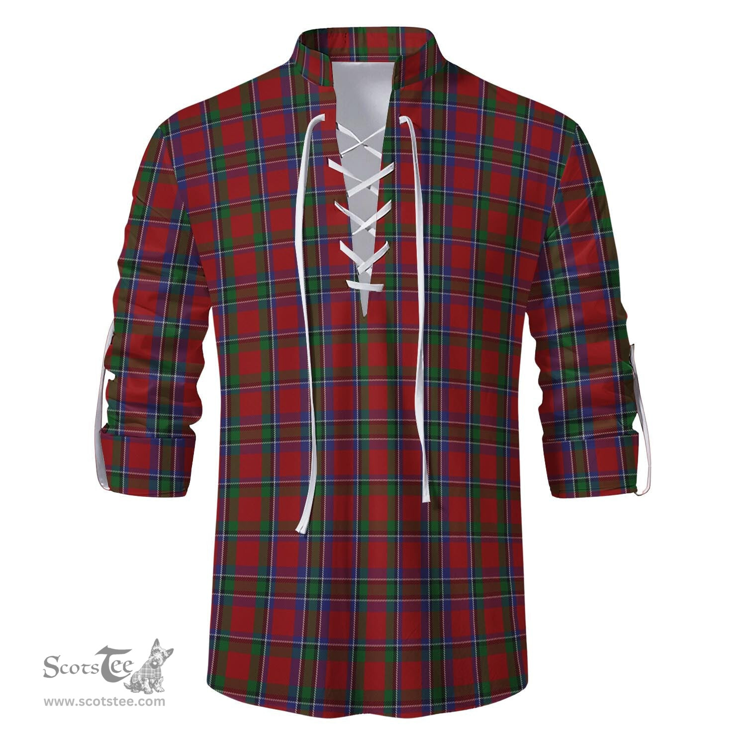 ScotsTee Shop Scottish Sinclair Clan Tartan Mens Scottish Jacobite Ghillie Casual Shirt