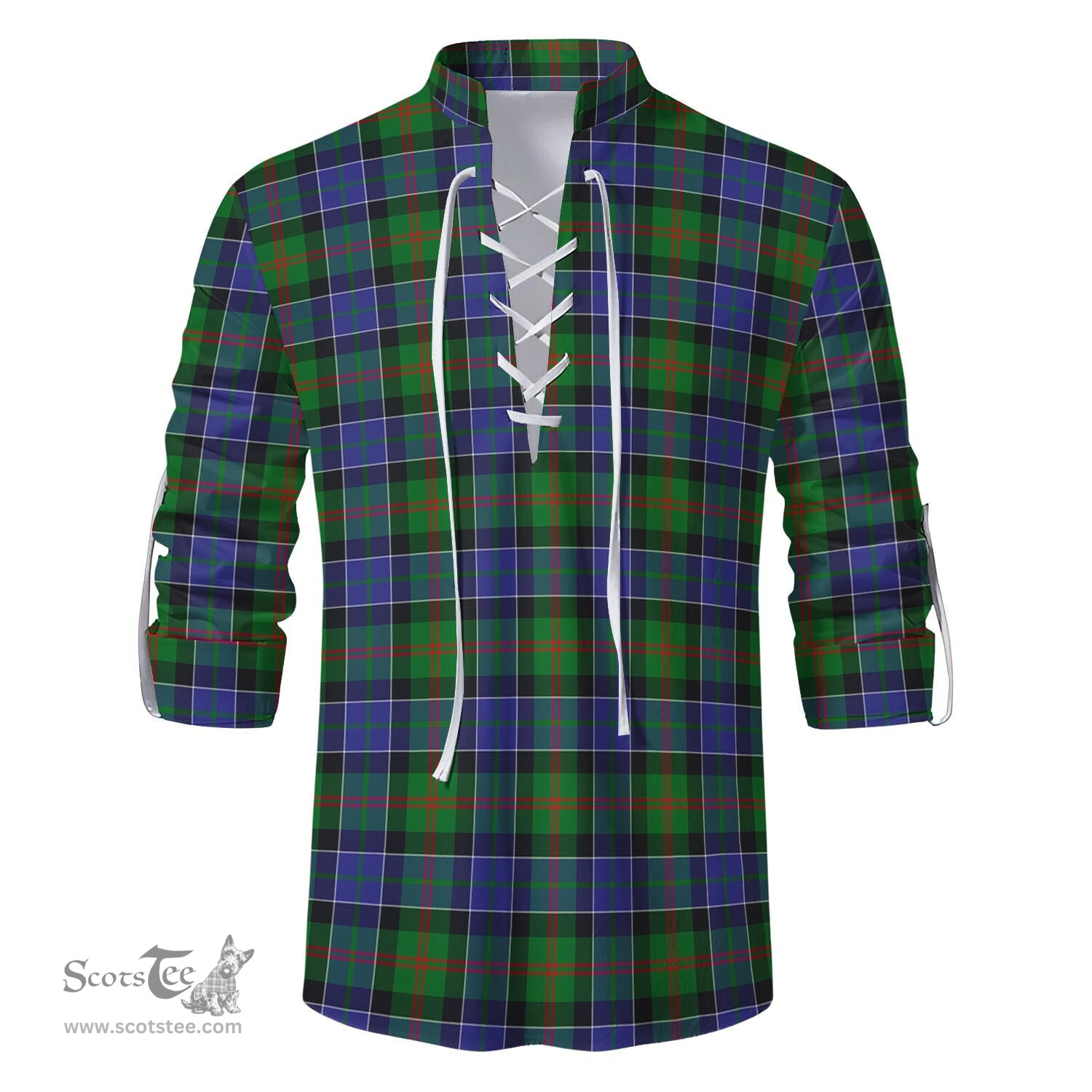 ScotsTee Shop Scottish Paterson Clan Tartan Mens Scottish Jacobite Ghillie Casual Shirt