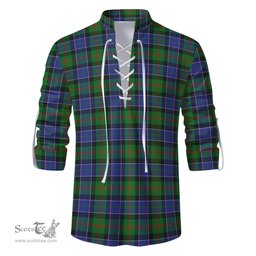 ScotsTee Shop Scottish Paterson Clan Tartan Mens Scottish Jacobite Ghillie Casual Shirt