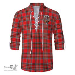 ScotsTee Shop Scottish MacBain Clan Crest Tartan Mens Scottish Jacobite Ghillie Casual Shirt