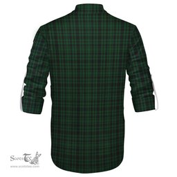 ScotsTee Shop Scottish Menzies Green Clan Tartan Mens Scottish Jacobite Ghillie Casual Shirt