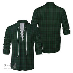 ScotsTee Shop Scottish Menzies Green Clan Tartan Mens Scottish Jacobite Ghillie Casual Shirt