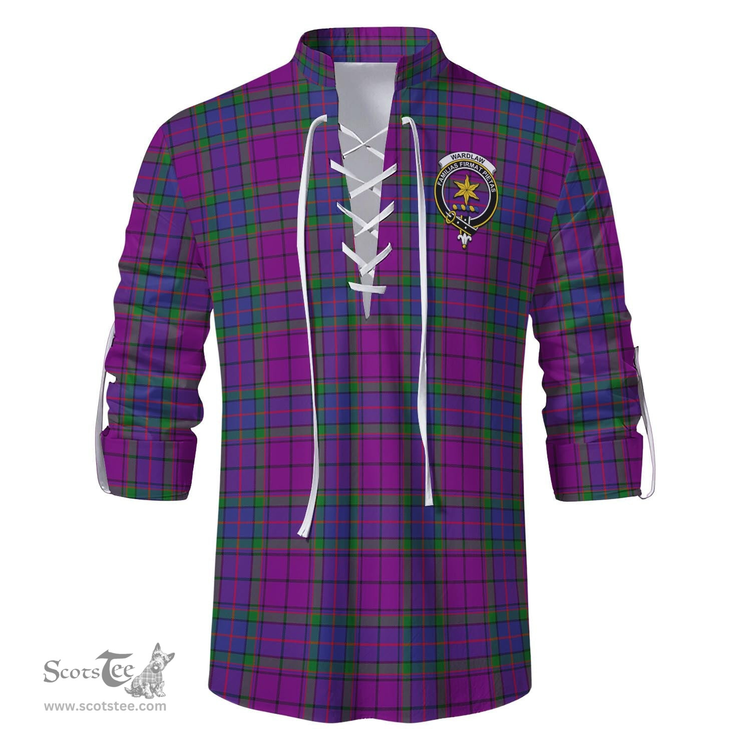 ScotsTee Shop Scottish Wardlaw Modern Clan Crest Tartan Mens Scottish Jacobite Ghillie Casual Shirt
