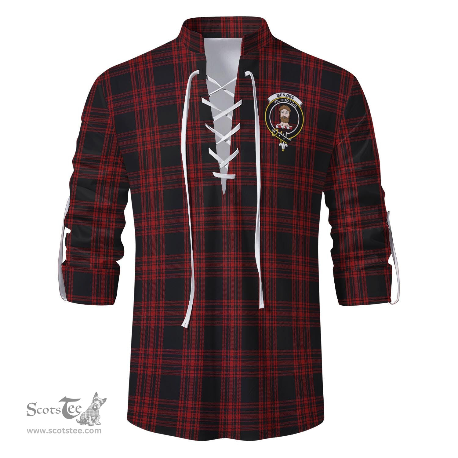 ScotsTee Shop Scottish Menzies Hunting Clan Crest Tartan Mens Scottish Jacobite Ghillie Casual Shirt