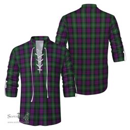 ScotsTee Shop Scottish Wilson Clan Tartan Mens Scottish Jacobite Ghillie Casual Shirt