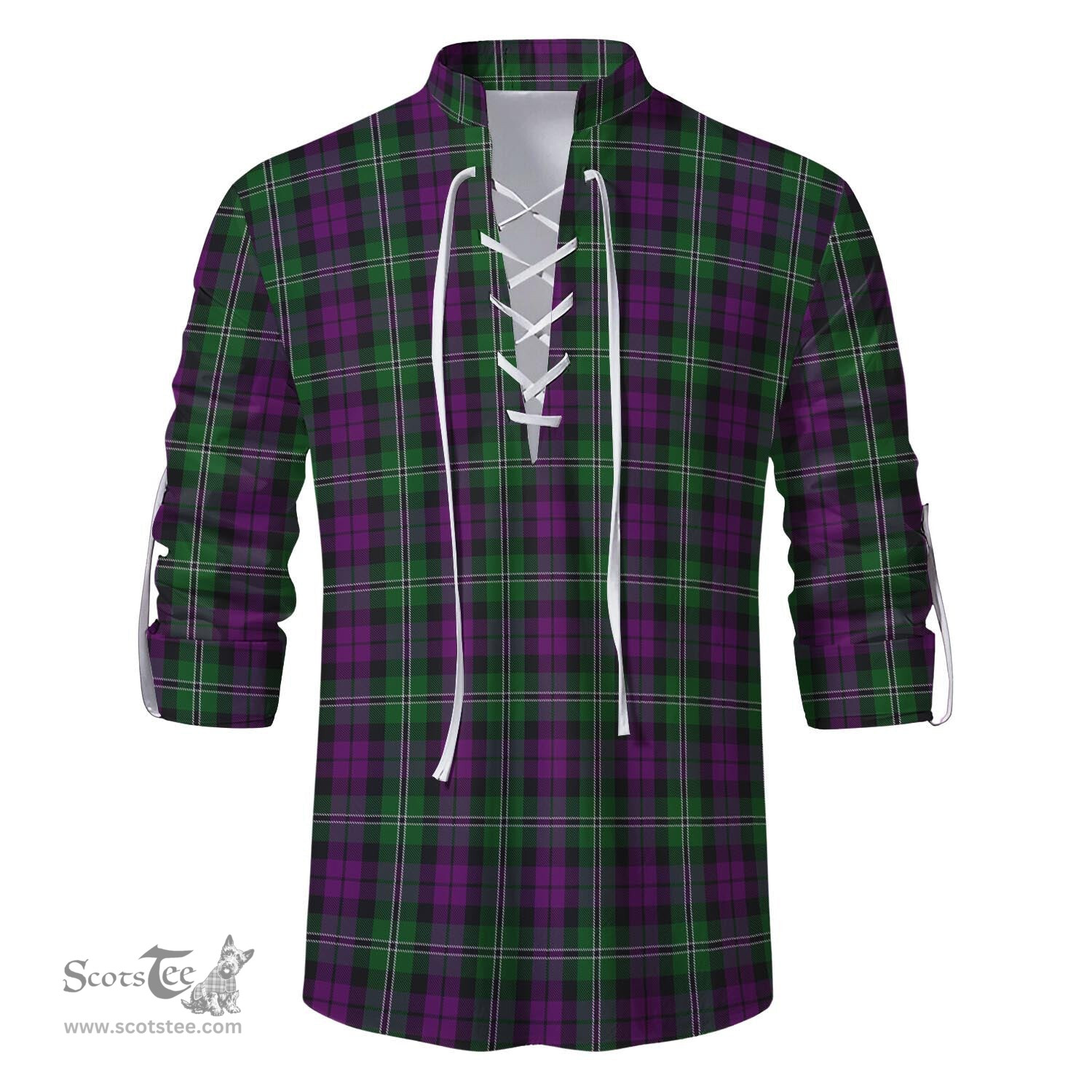 ScotsTee Shop Scottish Wilson Clan Tartan Mens Scottish Jacobite Ghillie Casual Shirt