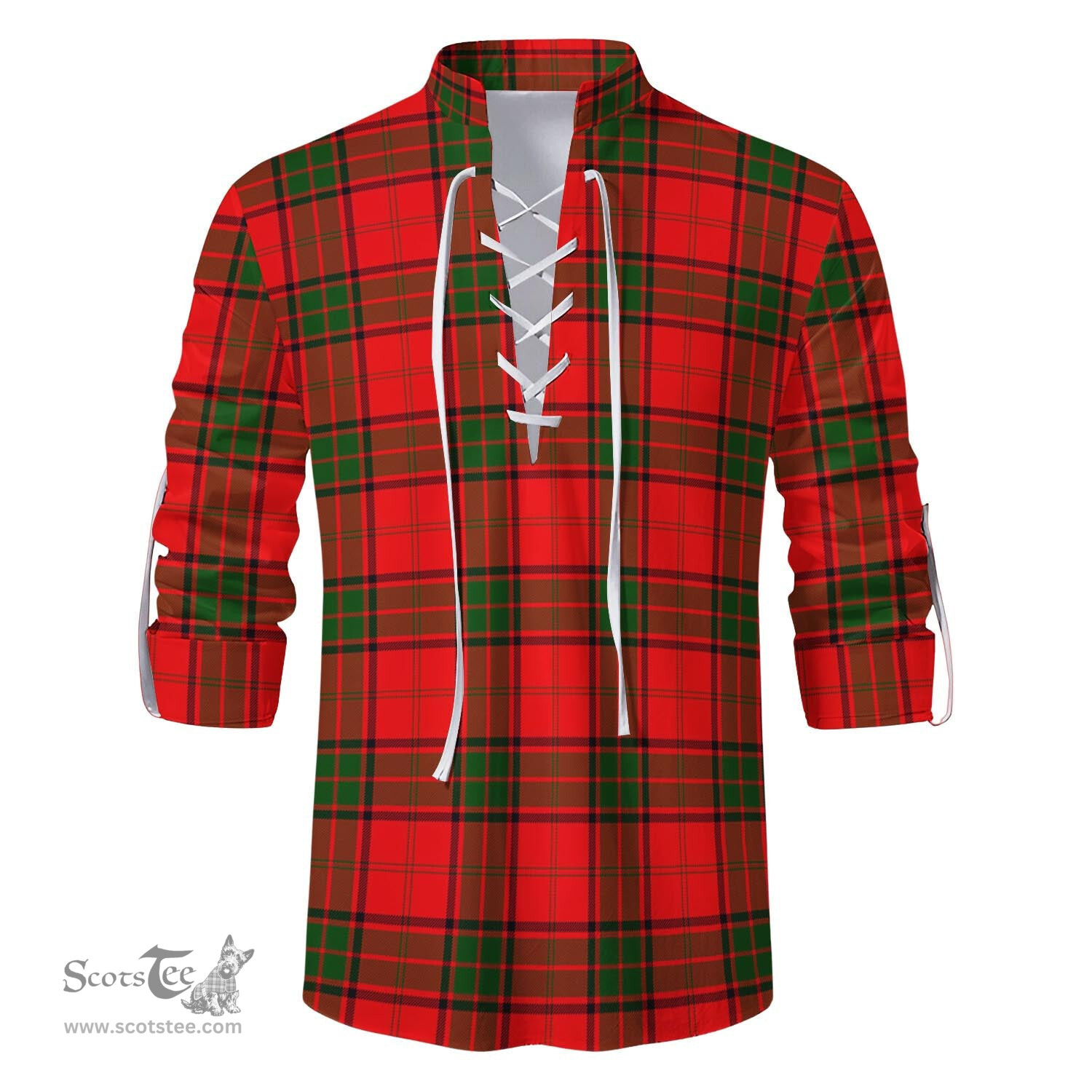 ScotsTee Shop Scottish Maxtone Clan Tartan Mens Scottish Jacobite Ghillie Casual Shirt
