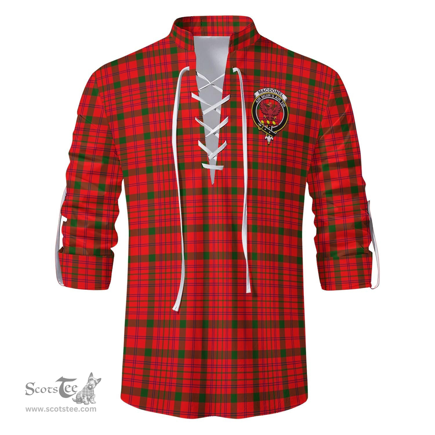ScotsTee Shop Scottish MacDonell of Keppoch Modern Clan Crest Tartan Mens Scottish Jacobite Ghillie Casual Shirt