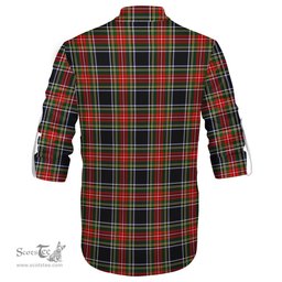 ScotsTee Shop Scottish Stewart Black Clan Crest Tartan Mens Scottish Jacobite Ghillie Casual Shirt