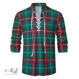 ScotsTee Shop Scottish Manitoba Province Canada Clan Tartan Mens Scottish Jacobite Ghillie Casual Shirt
