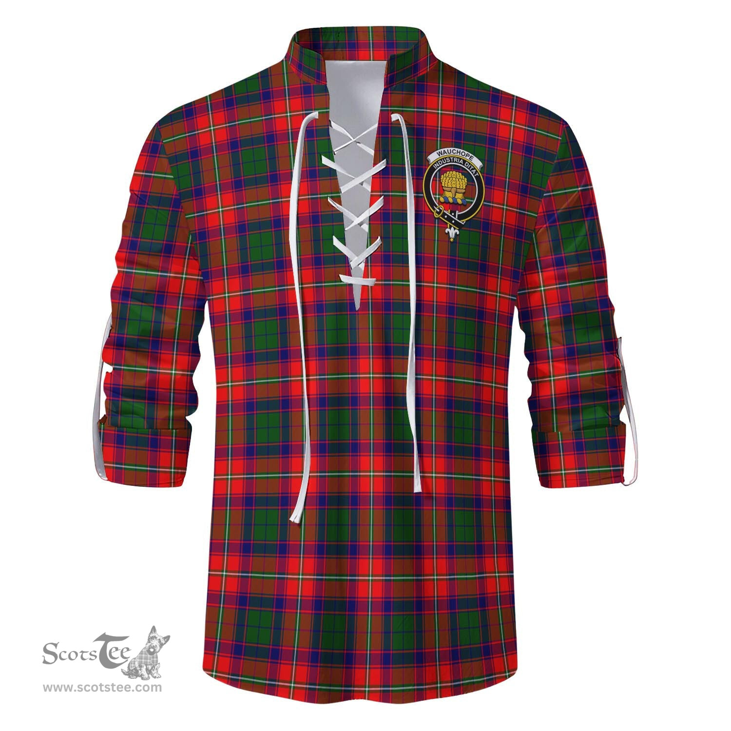 ScotsTee Shop Scottish Wauchope Clan Crest Tartan Mens Scottish Jacobite Ghillie Casual Shirt