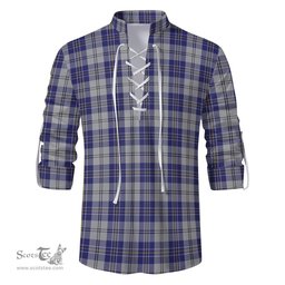 ScotsTee Shop Scottish MacPherson Dress Blue Clan Tartan Mens Scottish Jacobite Ghillie Casual Shirt