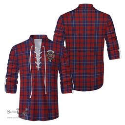 ScotsTee Shop Scottish Wishart Dress Clan Crest Tartan Mens Scottish Jacobite Ghillie Casual Shirt