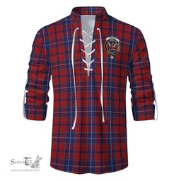 ScotsTee Shop Scottish Wishart Dress Clan Crest Tartan Mens Scottish Jacobite Ghillie Casual Shirt