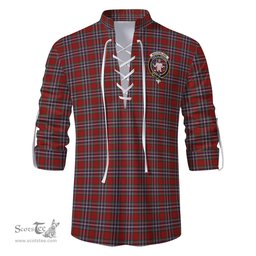 ScotsTee Shop Scottish MacFarlane Red Clan Crest Tartan Mens Scottish Jacobite Ghillie Casual Shirt