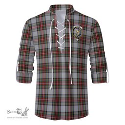 ScotsTee Shop Scottish Stewart Dress Clan Crest Tartan Mens Scottish Jacobite Ghillie Casual Shirt