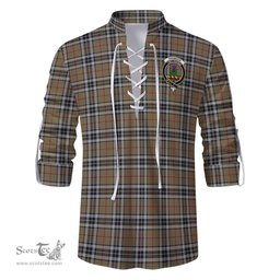 ScotsTee Shop Scottish Thomson Camel Clan Crest Tartan Mens Scottish Jacobite Ghillie Casual Shirt