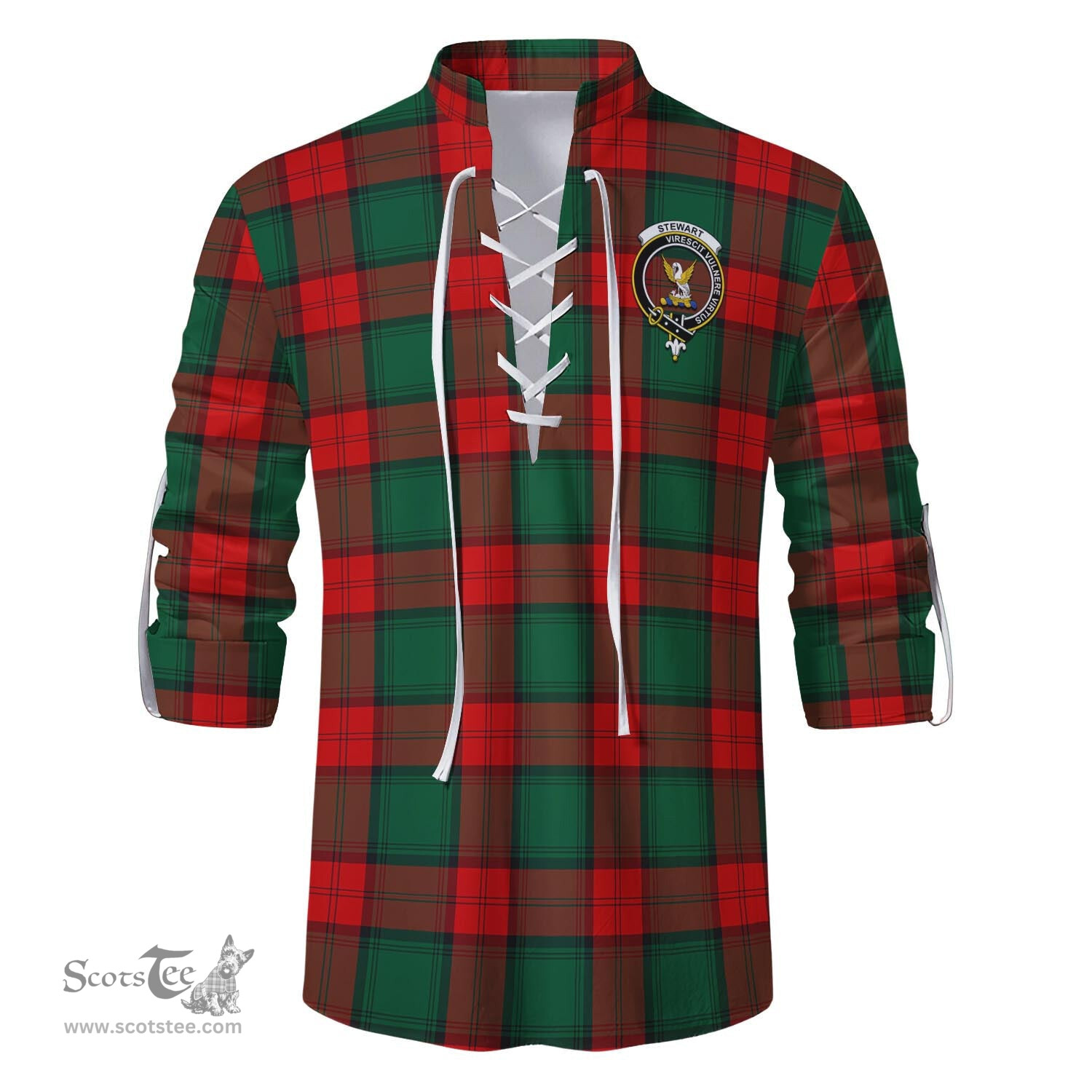 ScotsTee Shop Scottish Stewart Atholl Modern Clan Crest Tartan Mens Scottish Jacobite Ghillie Casual Shirt
