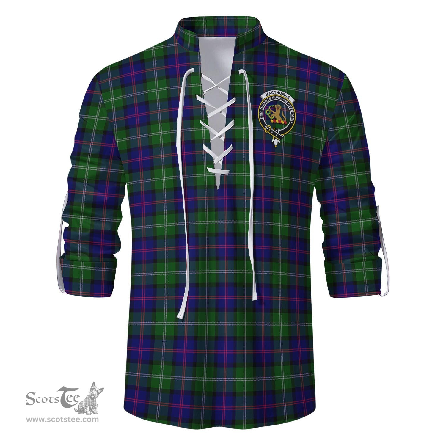 ScotsTee Shop Scottish MacThomas Modern Clan Crest Tartan Mens Scottish Jacobite Ghillie Casual Shirt