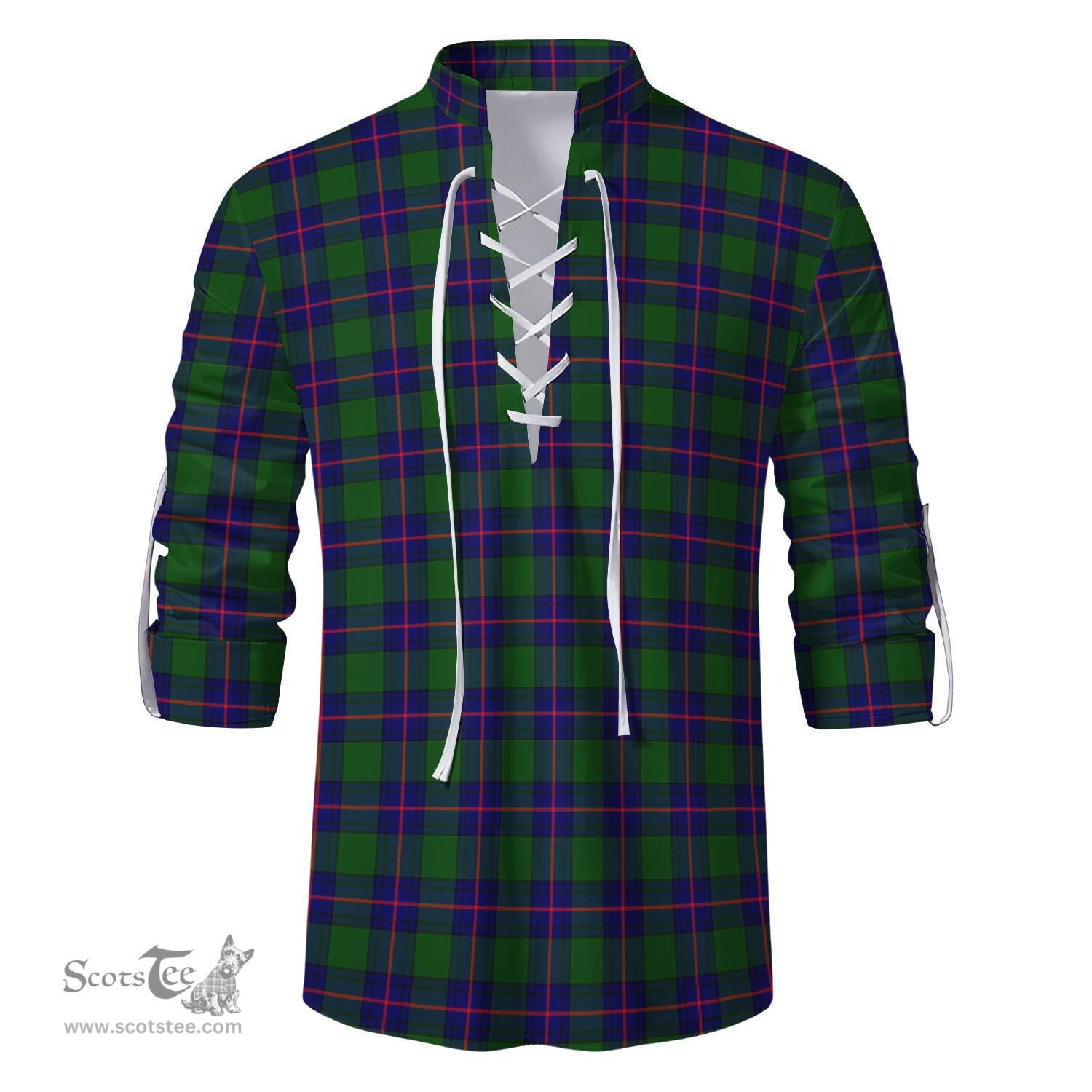ScotsTee Shop Scottish Shaw Modern Clan Tartan Mens Scottish Jacobite Ghillie Casual Shirt