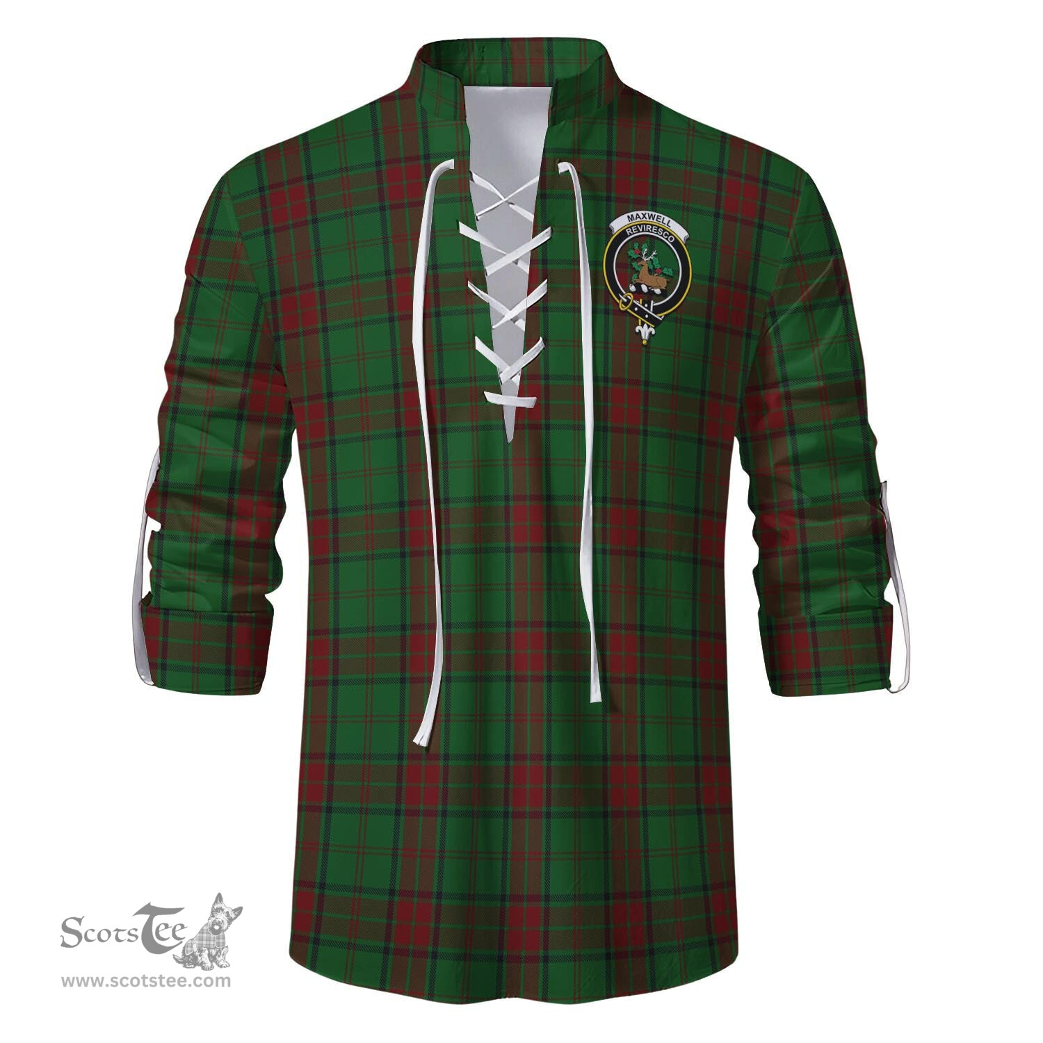 ScotsTee Shop Scottish Maxwell Hunting Clan Crest Tartan Mens Scottish Jacobite Ghillie Casual Shirt