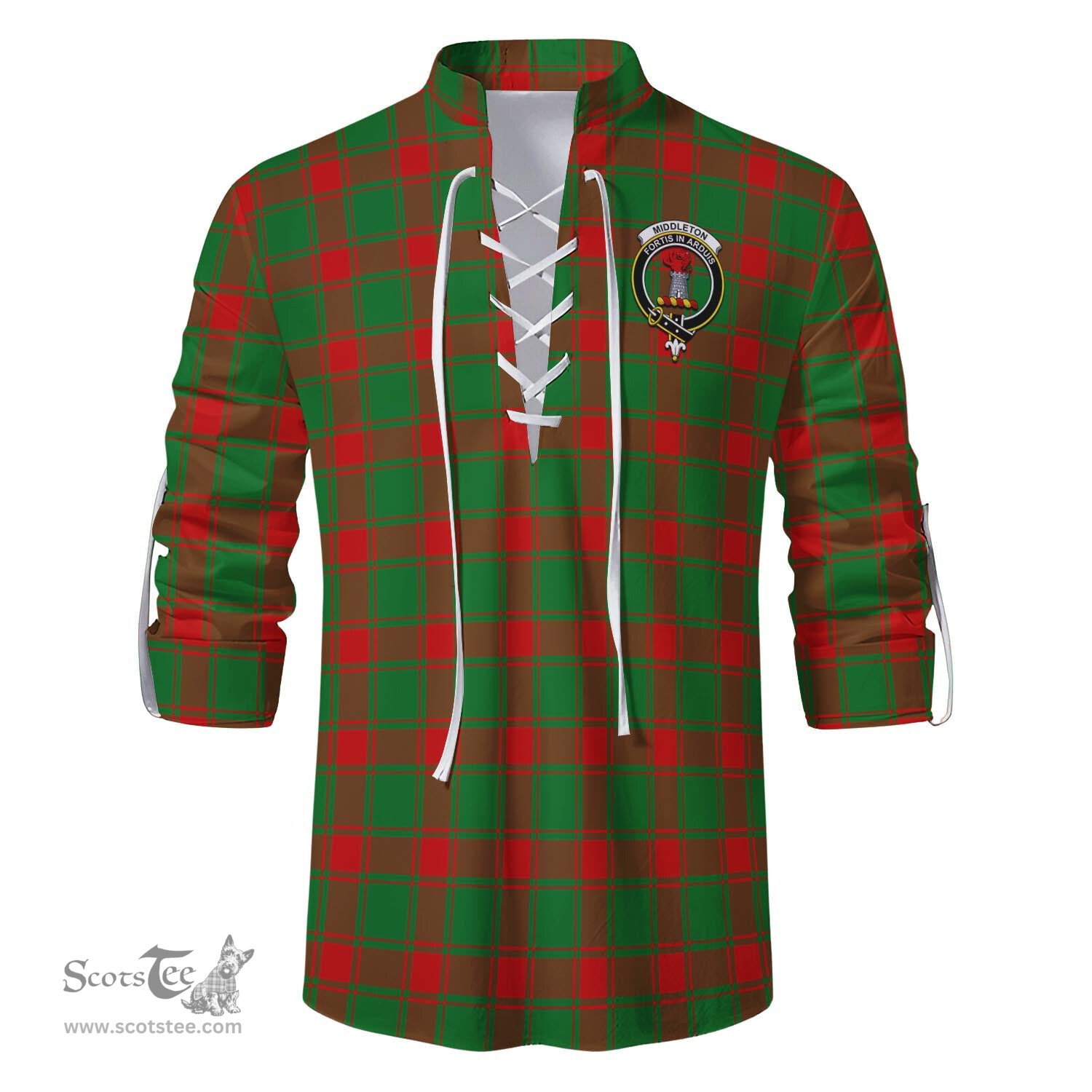 ScotsTee Shop Scottish Middleton Modern Clan Crest Tartan Mens Scottish Jacobite Ghillie Casual Shirt