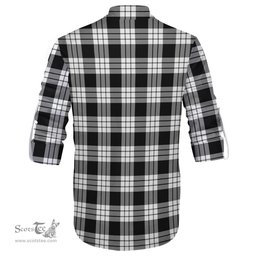 ScotsTee Shop Scottish MacFarlane Black White Clan Tartan Mens Scottish Jacobite Ghillie Casual Shirt